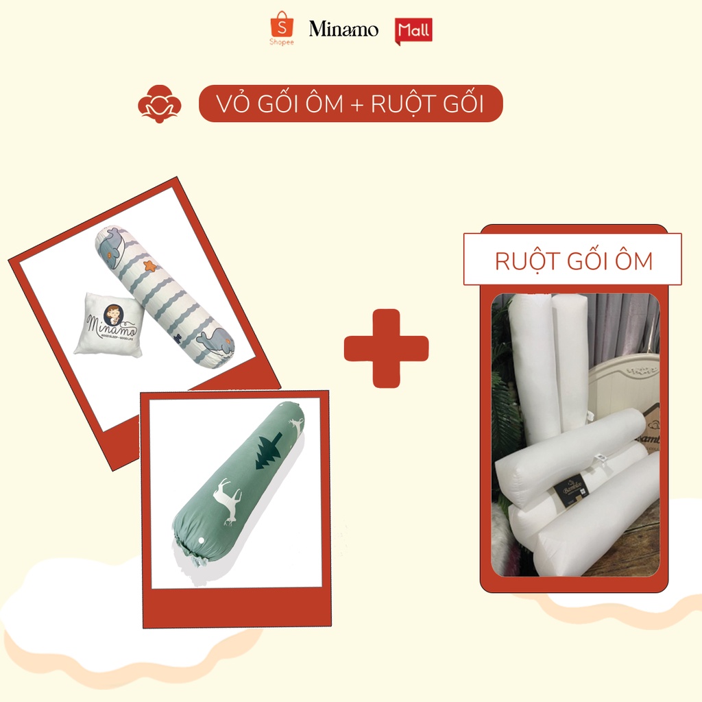 Gối ôm cotton 100 cm Minamo A002 Cao Cấp, Êm Ái, Thoáng Mát - Bảo Hành Chính Hãng Minamo