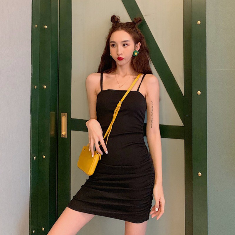 Đầm Body Sexy Váy Hai Dây Ôm Nữ Nhún Eo Thiết Kế Vải Thun Trắng Đen Đi Chơi Dự Tiệc Cưới Sang Chảnh VD060 | BigBuy360 - bigbuy360.vn