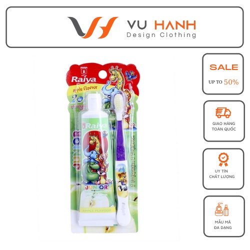 Bộ bàn chải và kem đánh răng trẻ em Raiya combo 2 set | Shop Vũ Hạnh