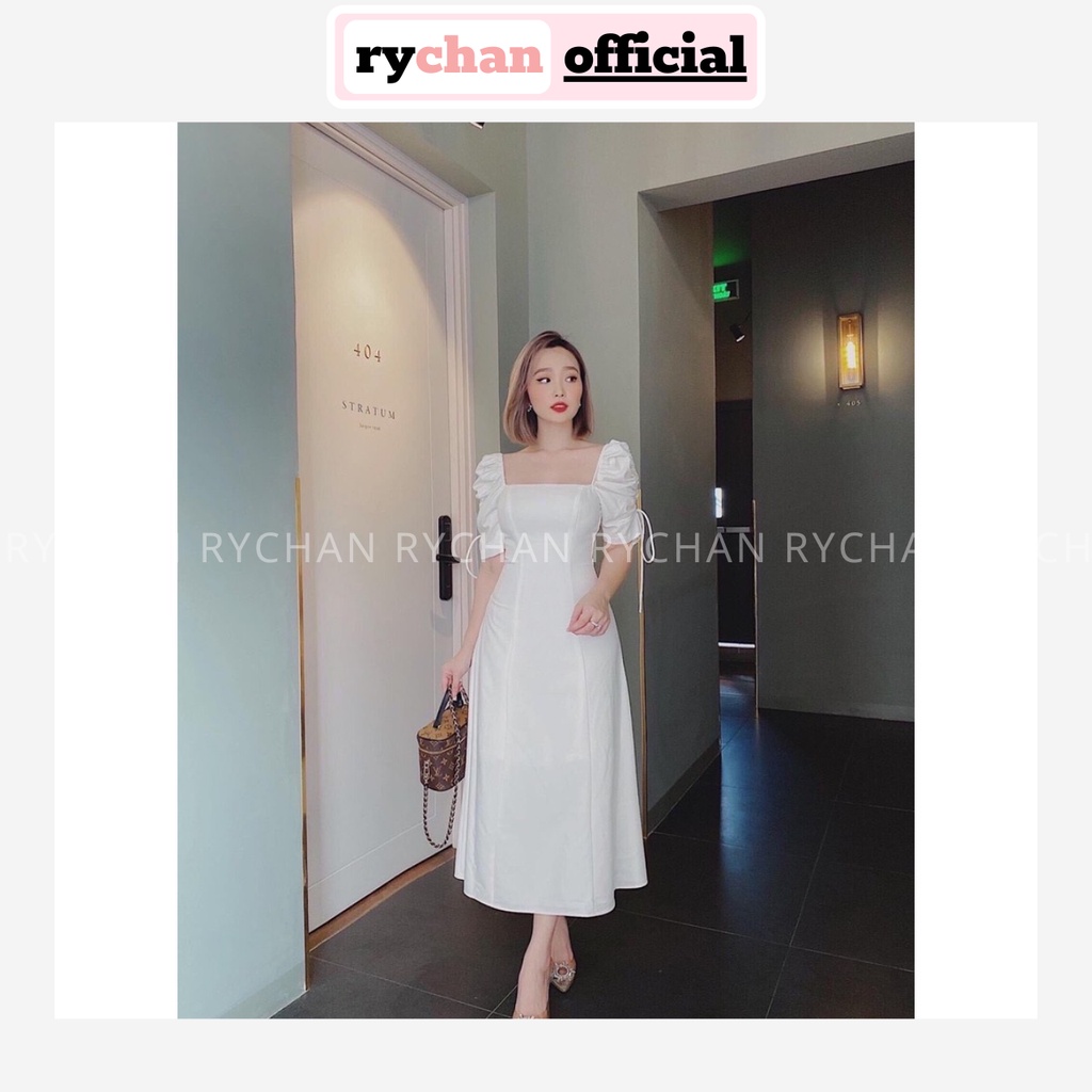 Đầm Xòe Cổ Vuông Tay Rút Dáng Dài 2 Màu - DX860