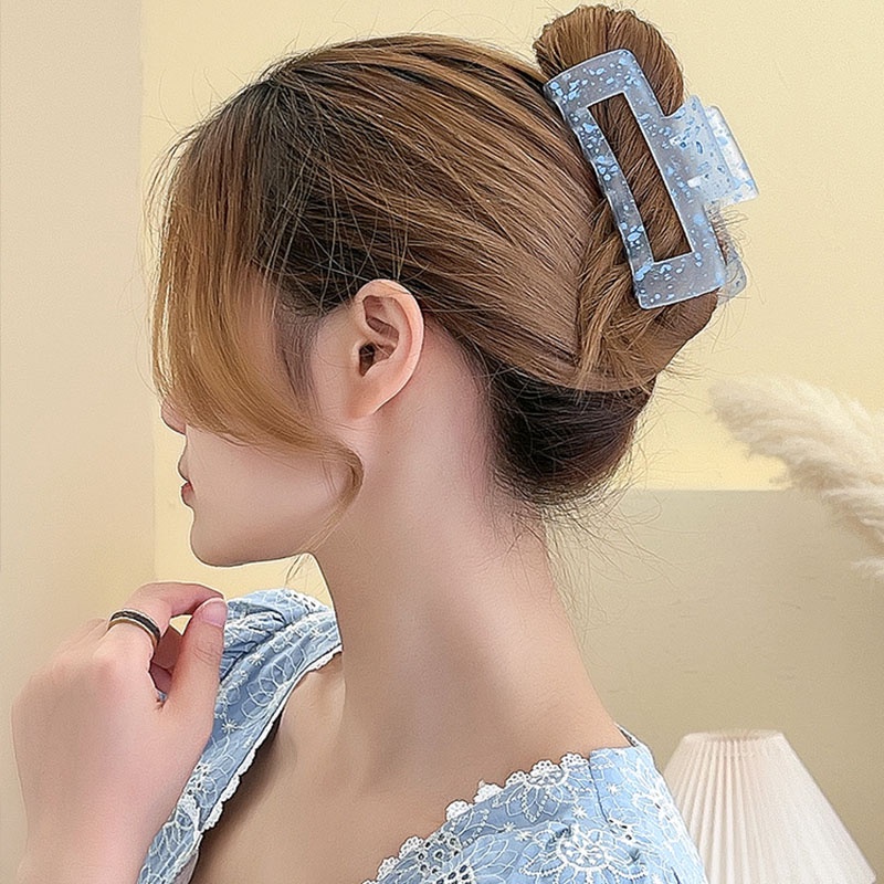 Kẹp tóc acrylic nhiều màu sắc thiết kế đơn giản phong cách Hàn Quốc