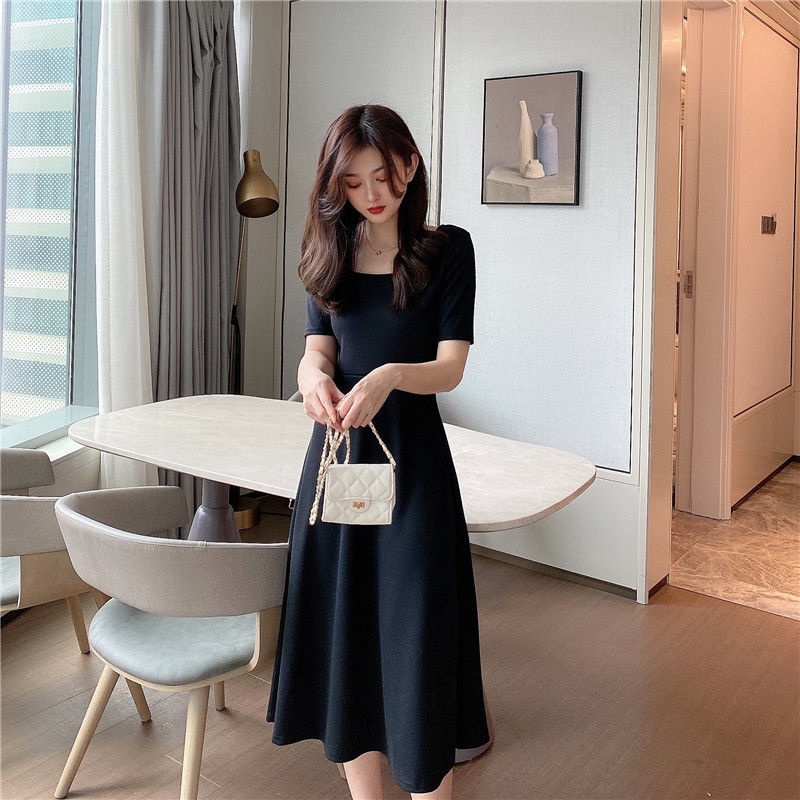 Đầm Tay Dài Cổ Vuông Thời Trang Mùa Thu Quyến Rũ Cho Nữ 2021