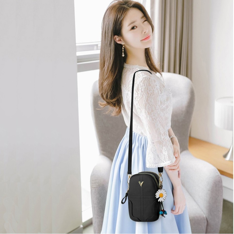 Túi Đeo Chéo Mini Đựng Điện Thoại Thời Trang Da Mềm T26V Màu Đen