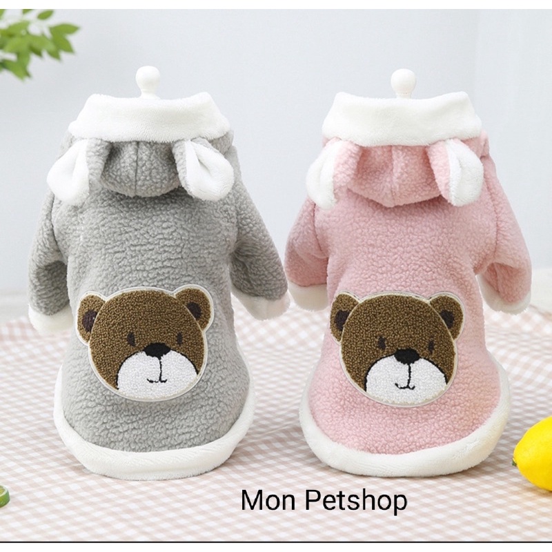 [Có sẵn] Áo khoác gấu có mũ cho chó mèo