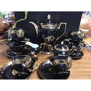 Bộ Ấm Trà, Cà Phê VERSACE Đen Cao Cấp