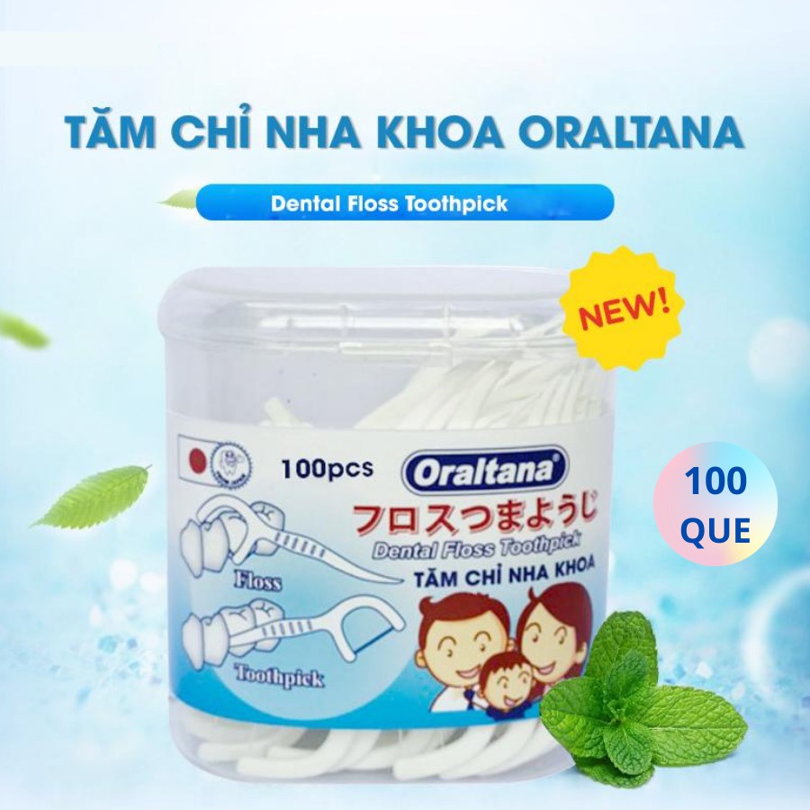 Tăm chỉ nha khoa Oraltana - Lọ 100 que - Loại 5 sao cao cấp Nhật Bản