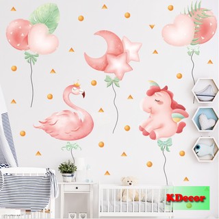 Decal dán tường bóng bay kì lân và hạc