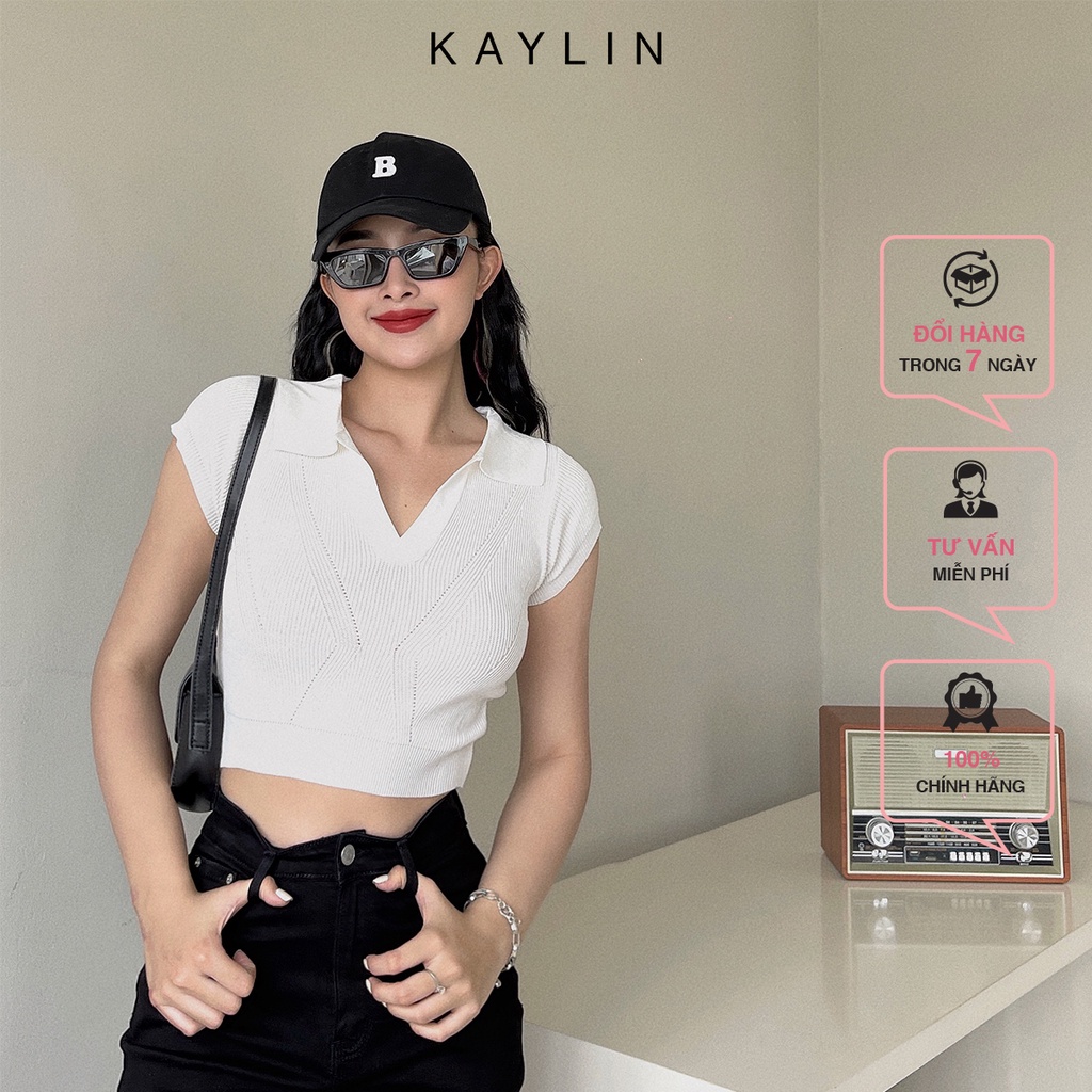 Áo croptop len tăm có cổ form ôm kiểu tay lỡ N1738 - KAYLIN