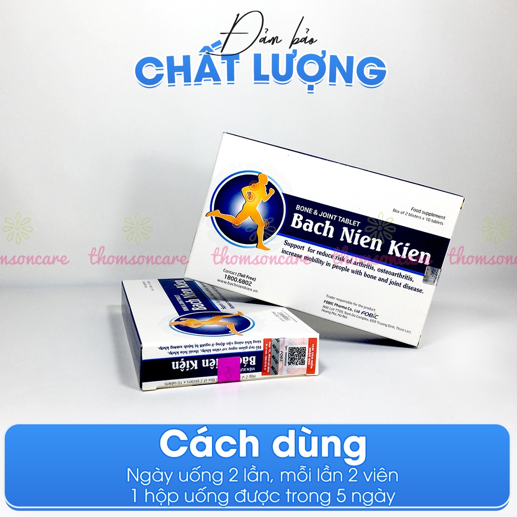 Bách niên kiện mua 4h tặng 1h bằng tem tích điểm giảm đau nhức xương khớp, thoái hóa khớp từ thảo dược hộp 20 viên