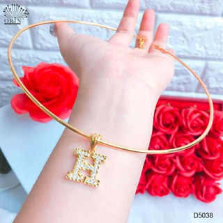Kiềng cổ nữ dạng trơn nhuyễn mặt chữ đính đá thiết kế cao cấp Orin D5038