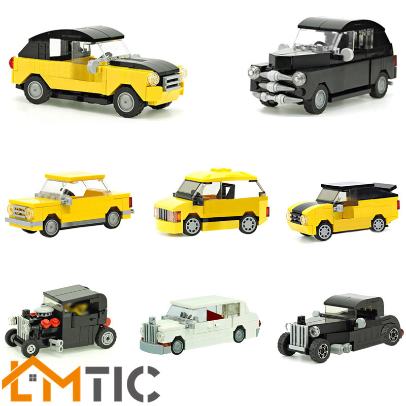 MOC Lego Toys Building Block Classic Cars Yellow Car for Camper Trailer Kids Toys
