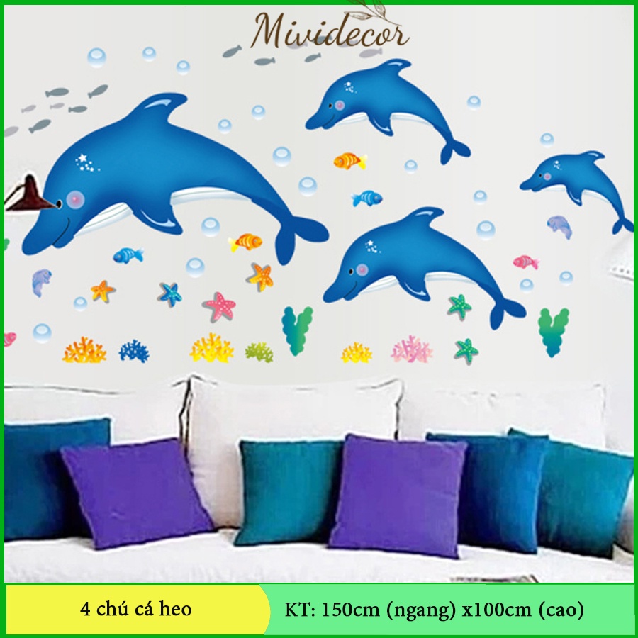 Decal Cá heo decal dán tường trang trí phòng cho bé trang trí phòng tắm- thaomivi