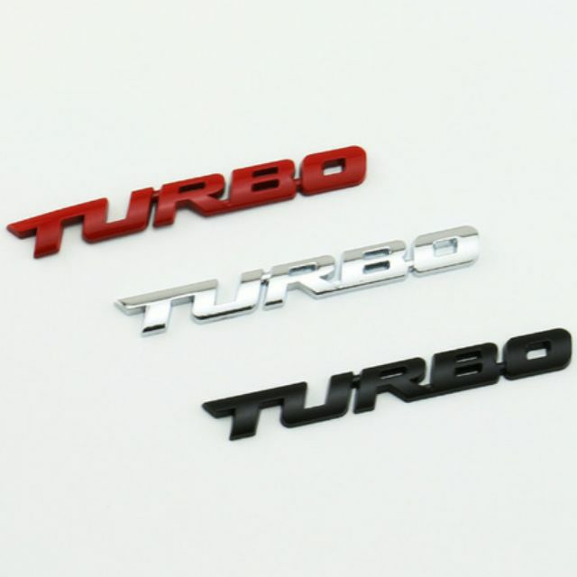 Logo Chữ TURBO 3D Kim Loại Trang Trí Xe 12x1,4 cm