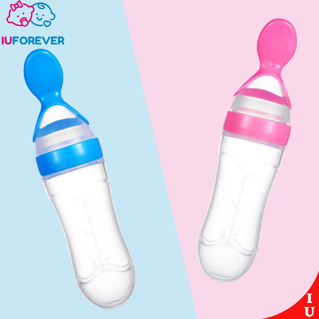 Bình Ăn Dặm Kèm Muỗng Bằng Silicone Tiện Dụng Cho Bé