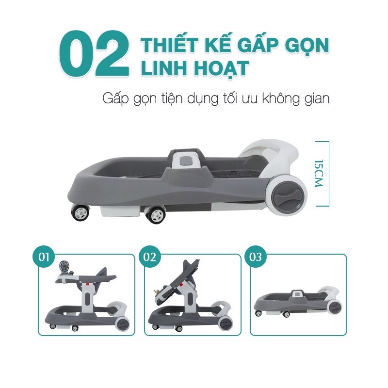Xe tập đi chữ U cho bé, có bàn phát nhạc kèm bàn ăn Vbaby 009 - bảo hành 1 năm