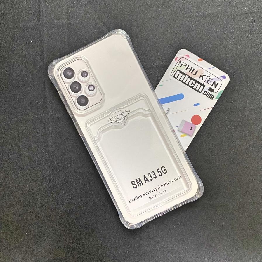 Ốp Lưng Samsung A33 5G Dẻo Trong Suốt Có Khe Đựng Thẻ