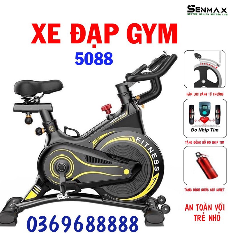 Xe đạp tập gym fitness, tặng đồng hồ cảm biến nhịp tim, chế độ kháng lực bằng từ trường, xe đạp trong nhà, hàng cao cấp