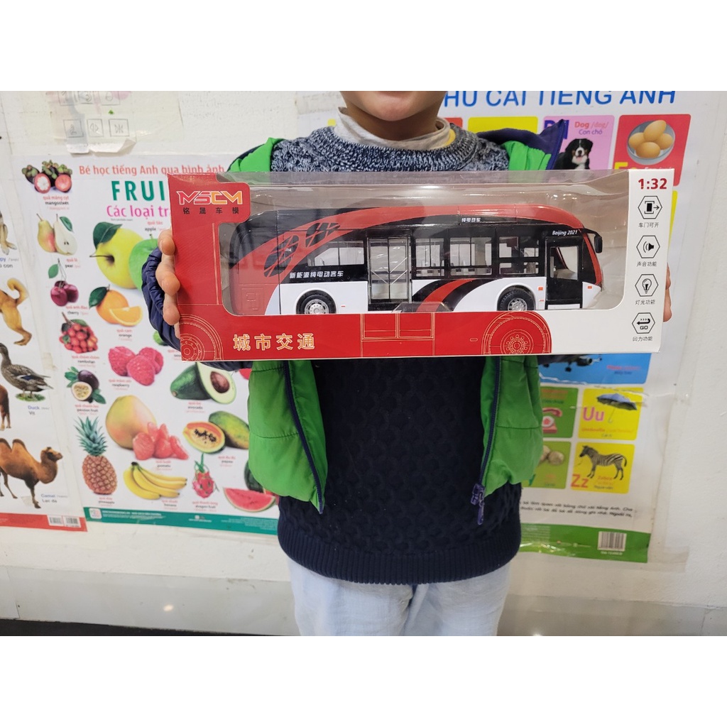 Xe ô tô bus đồ chơi bằng thép an toàn