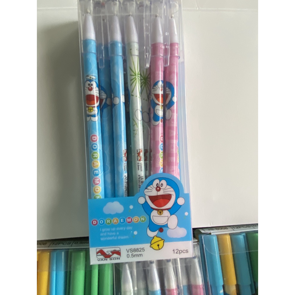 ( 1 Hộp 12 Cây ) Bút Gel Bút Nước Xóa Được DORAEMON Ngòi 0.5mm Camshop