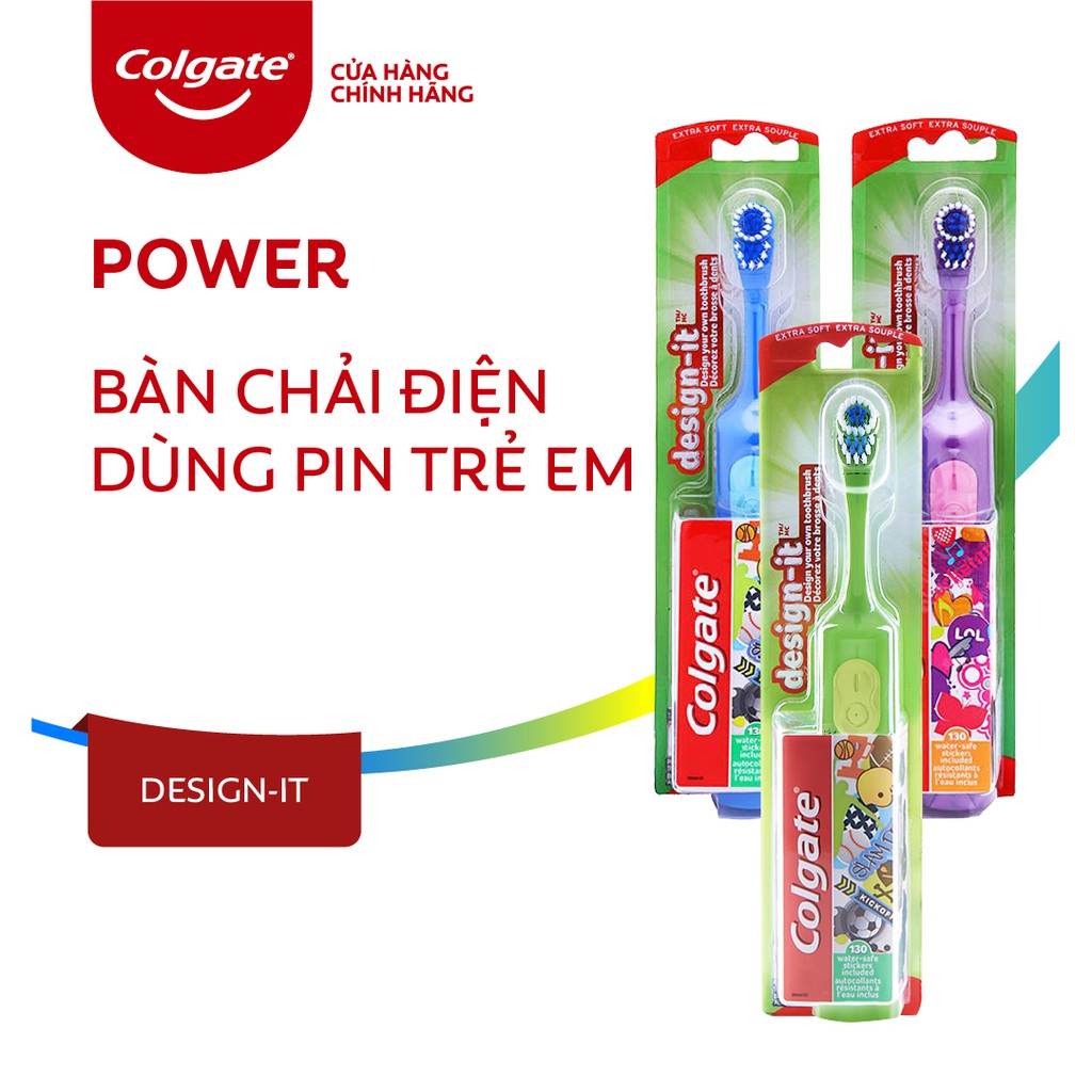 [Mã FMCGMALL - 8% đơn 250K] Bàn chải điện Colgate dùng pin cho trẻ em Design it