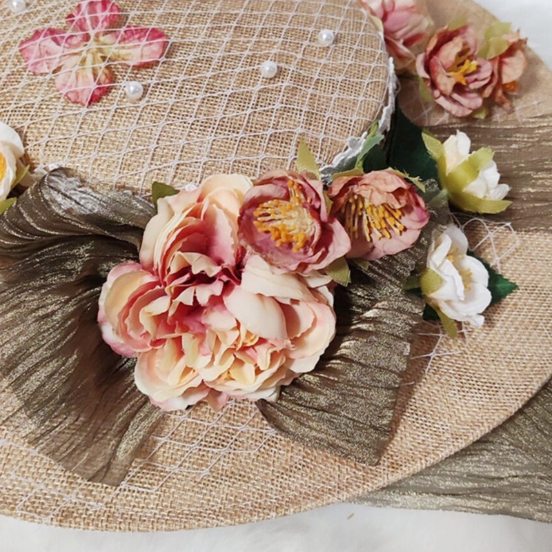 Nón Rộng Vành Đính Hoa Thời Trang Biển Cho Nữ