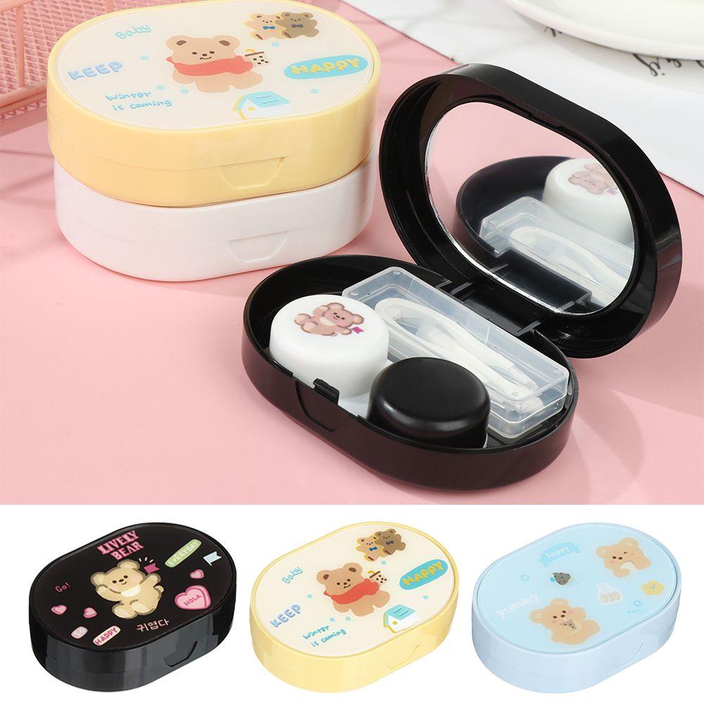 Hộp Đựng Kính Áp Tròng Kèm Gương Hình Gấu / Thỏ Thời Trang