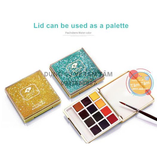 [ TÂM TÂM ]-Màu nước Paul Rubens hộp lấp lánh 12 màu (Tặng cọ nước)-