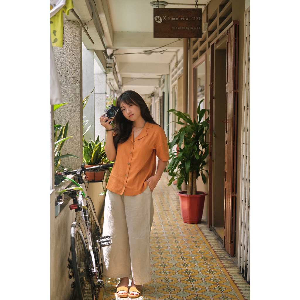 Áo Sơ Mi Linen Nữ Cổ Cuban