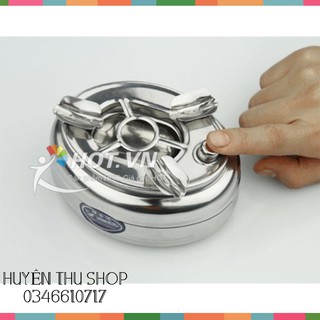 Gạt tàn thuốc Inox kín nắp đóng mở bằng cách bấm