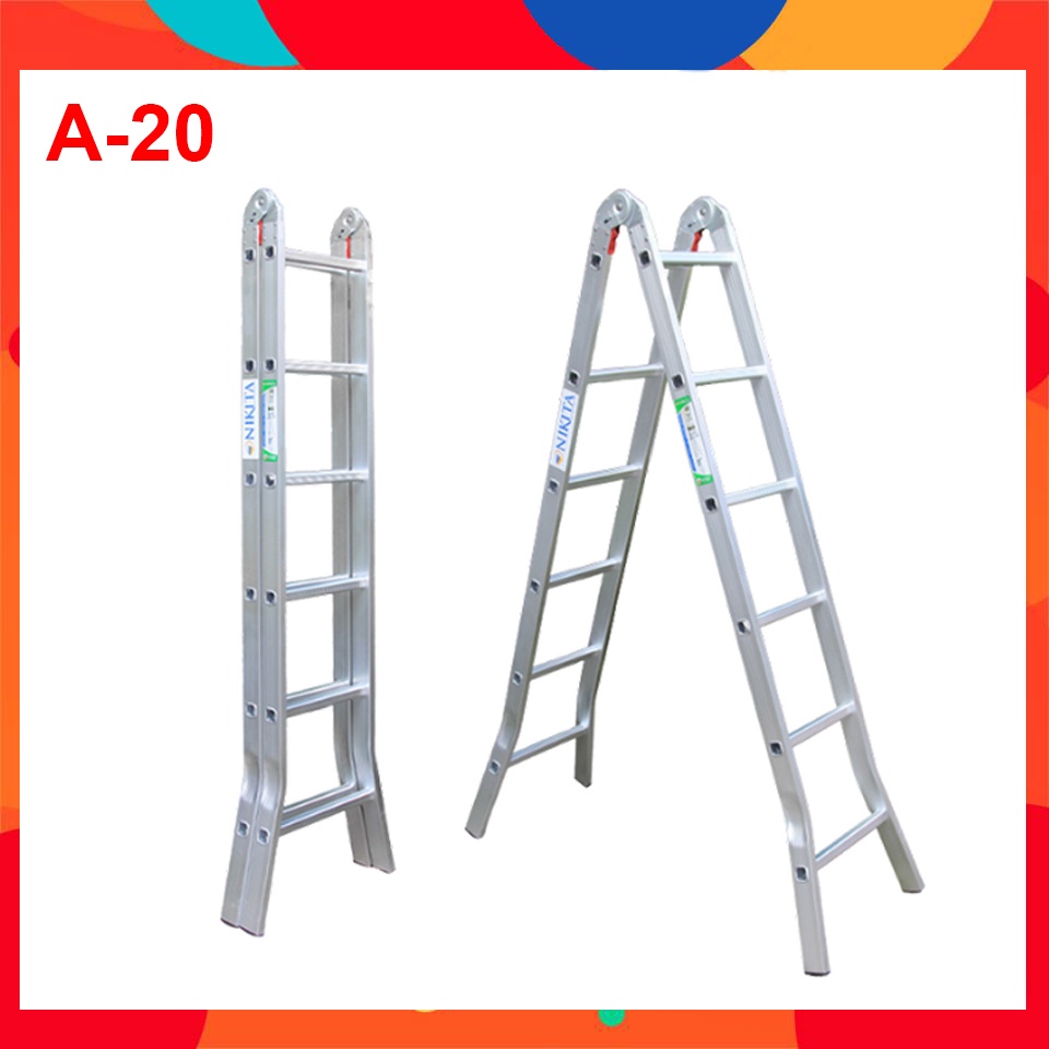 Thang nhôm chữ A NIKITA - Khóa thang tự động an toàn - Bảo hành chính hãng NIKITA 12T