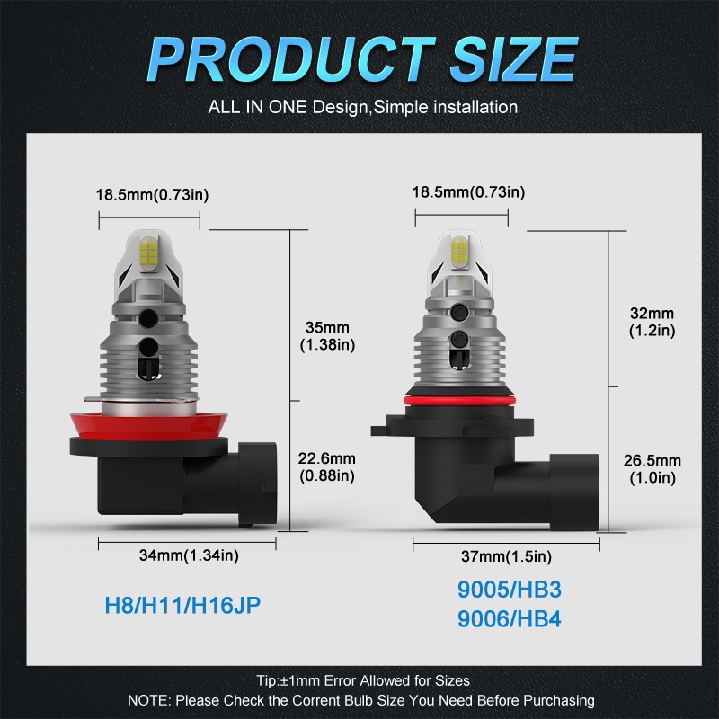 Đèn led không đầu MAXGTRS H8 H11 9006 HB4 9005 HB3 12v00lm 3570s