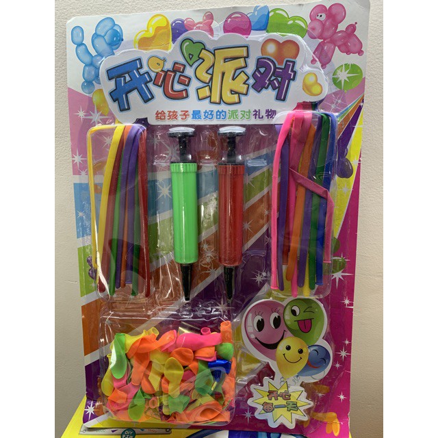 Vỉ Đồ Chơi Bong Bóng Dài Tạo Hình Nghệ Thuật + Dụng Cụ Bơm Dành Cho Bé