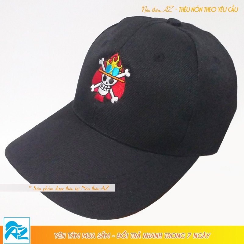 Nón kết màu đen thêu logo One Piece ACE - Mũ lưỡi trai MT529