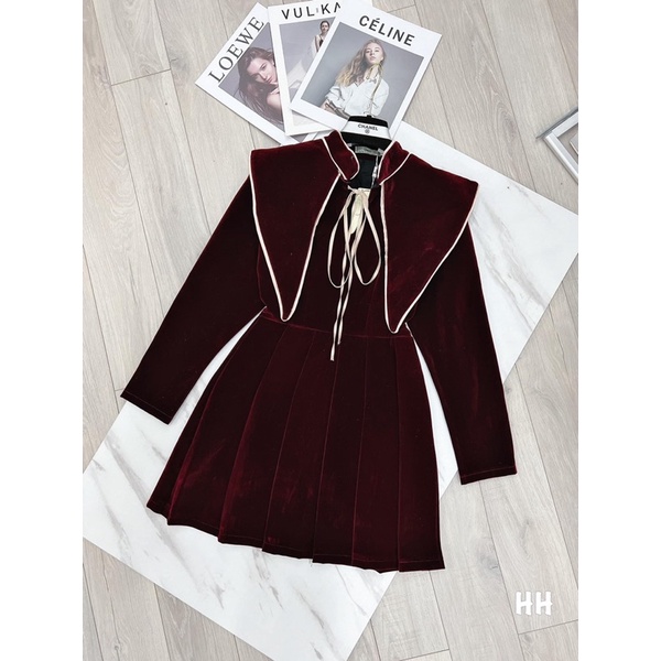 Váy nhung liền thân