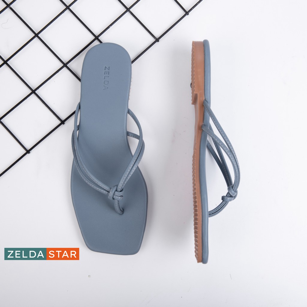 Dép xẹp nữ Zelda Star xỏ ngón quai thắt đế 1cm - DX0271020