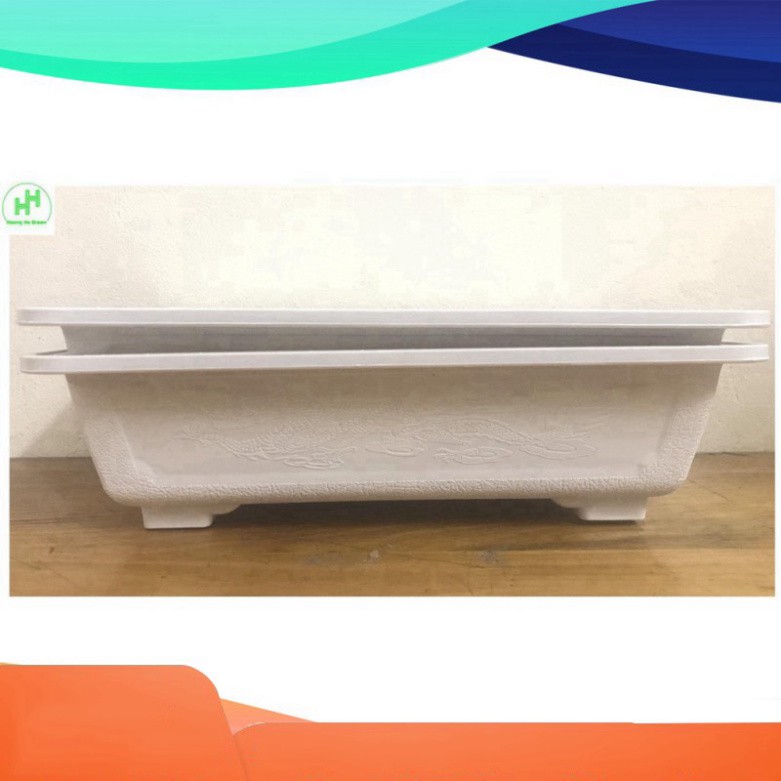 (GIÁ RẺ) 2 Chậu Nhựa Trồng Cây Mini AD 300x200x80 Hình Chữ Nhật Màu Trắng Siêu Đẹp - Made in VIETNAM