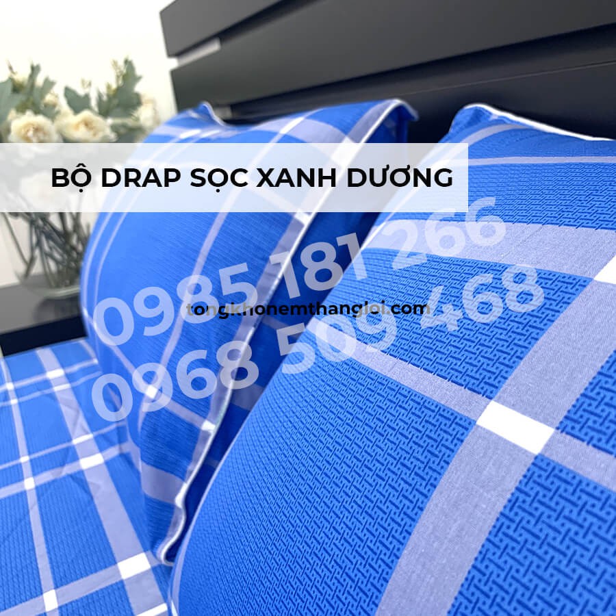 [Ảnh Thật] Sọc Xanh Dương - Bộ Drap Cotton 4 món Thắng Lợi Chính Hãng