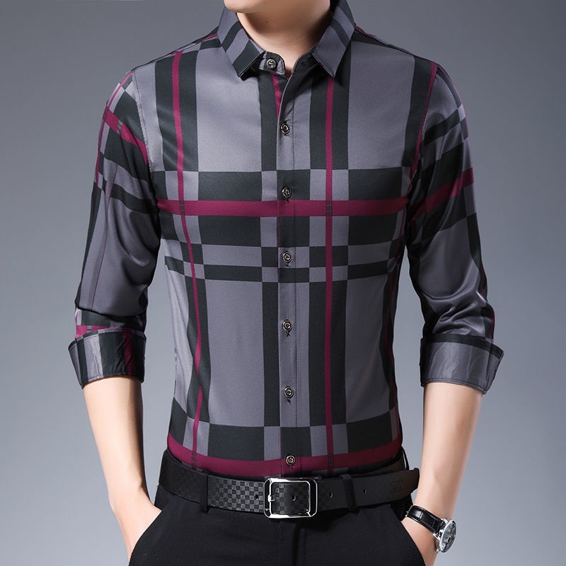 Áo Sơ Mi Nam Tay Dài Họa Tiết Caro Thời Trang