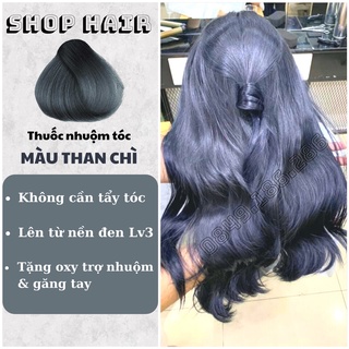 Thuốc nhuộm tóc màu than chì không tẩy, màu nhuộm tóc lên từ nền đen, tặng kèm găng tay và trợ nhuộm siêu dưỡng