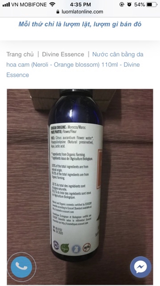 DIVINE ESSENCE - HOA CAM HYDROSOL 110ML (ORANGE BLOSSOM FLORAL WATER)