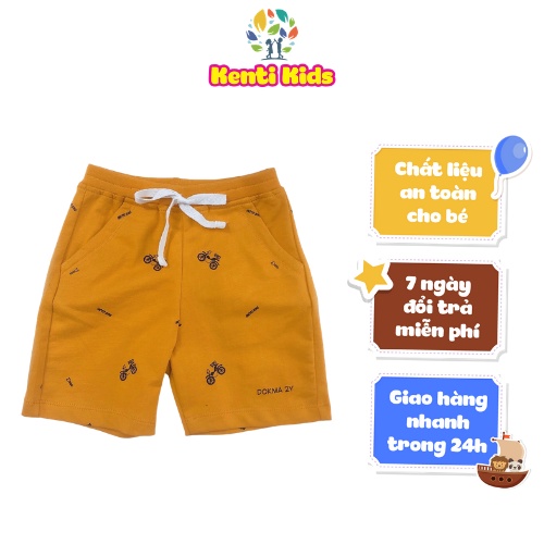 Quần Đùi Short Thun Bé Trai Kenti Kids In Họa Tiết Xe Đạp 100% Cotton, Thoáng Mát, Co Giãn