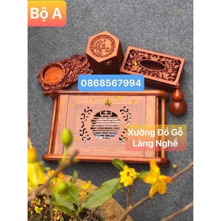 [ XẢ LỖ ] Khay Trà Quấn Thư Bằng Gỗ Hương [ Gỗ Hương 100%_Hàng loại 1]