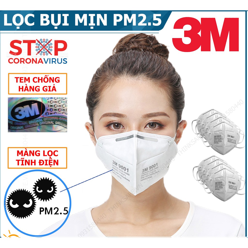 Khẩu trang 3M 9001 kháng khuẩn, chống bụi mịn, phòng dịch, khẩu trang 3M, Sản phẩm chính hãng SONQUANGPHU422