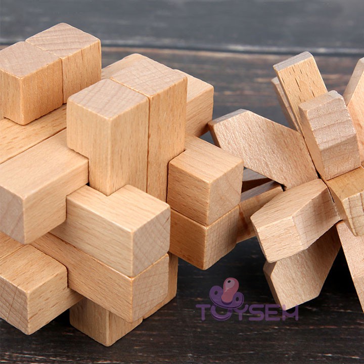 1 Cái Đồ chơi trẻ em giải đố đồ gỗ khóa luban phát triển trí tuệ Toysem - Quà tặng sinh nhật cho bé