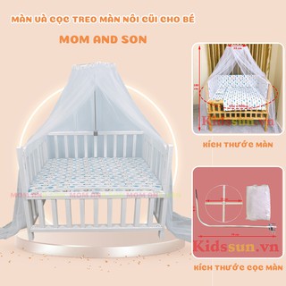 Bộ Màn Cũi Cho Bé MOM AND SON Kích Thước Rộng Phù Hợp Cho Mọi Loại Giường Cũi - Màn Tuyn 3 màu đặc sắc (trắng,hồng xanh)
