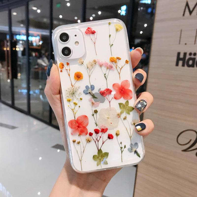 Ốp Điện Thoại Họa Tiết Hoa Khô Sang Trọng Chống Sốc Cho iPhone 13 12 11 Pro MAX Mini X XS MAX XR SE 2022 2020 7 8 Plus