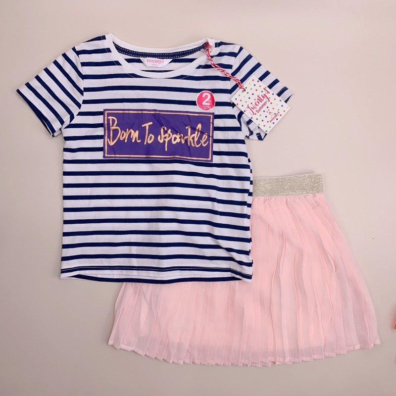 Set áo cotton + chân váy hồng Twenty4 BG