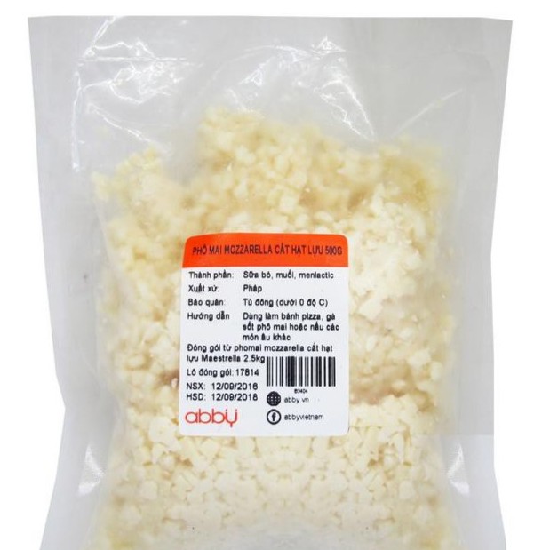 PHÔ MAI MOZZARELLA CẮT HẠT LỰU - GÓI 500G