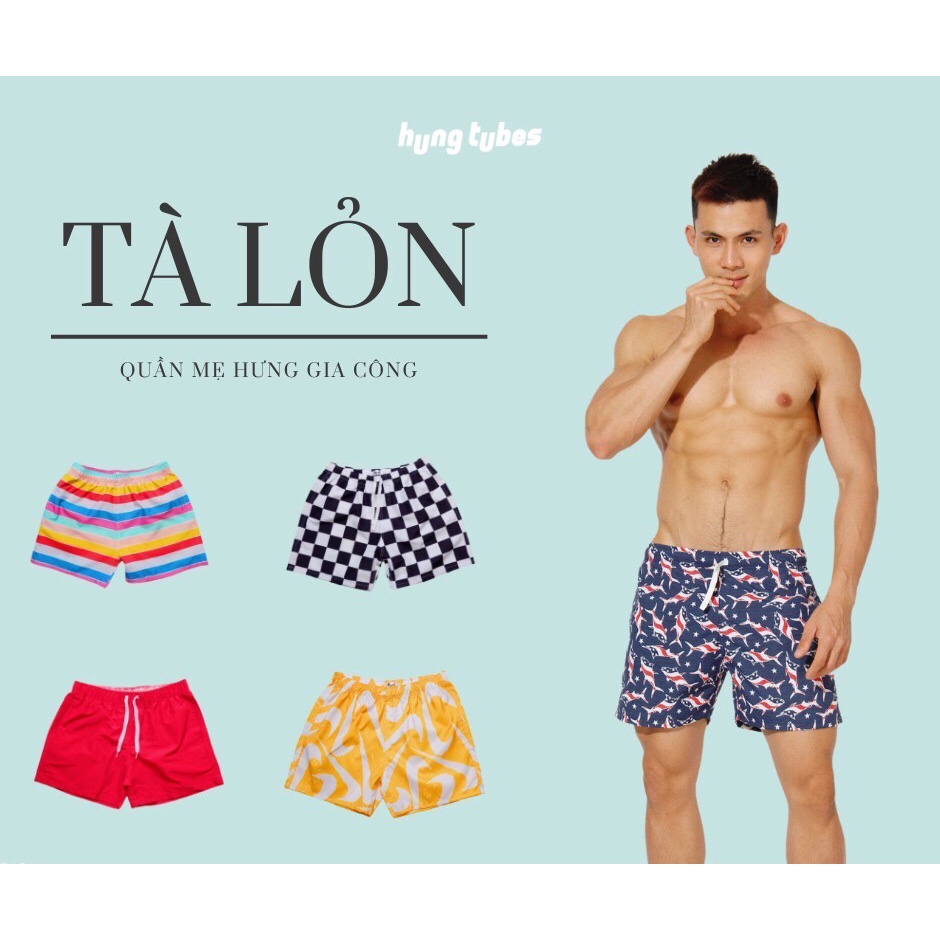 Quần đùi đi biển mùa hè rộng rãi chất cotton Hungtubes.