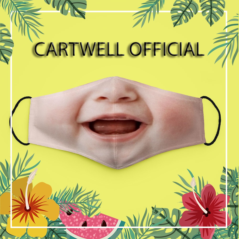 Khẩu trang in hình 3d vui nhộn miệng cười tấu hài troll dị em bé 8 CARTWELL chất liệu vải mềm phòng ô nhiễm có thể giặt